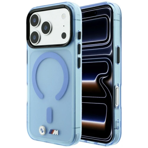 Etui BMW M IML Frosted Metal Logo Trims MagSafe do iPhone 18 Pro Max / 17 Pro Max, przezroczysto niebieskie (7/8)