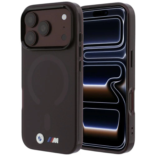 Etui BMW M IML Frosted Metal Logo Trims MagSafe do iPhone 18 Pro / 17 Pro, przezroczysto bordowe (8/8)