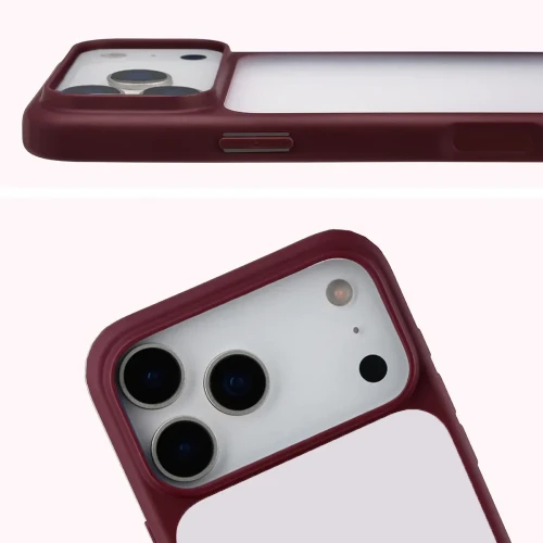 Etui Bizon Case Angelo do iPhone 18 Pro Max / 17 Pro Max, półprzezroczyste z burgundową ramką (3/6)
