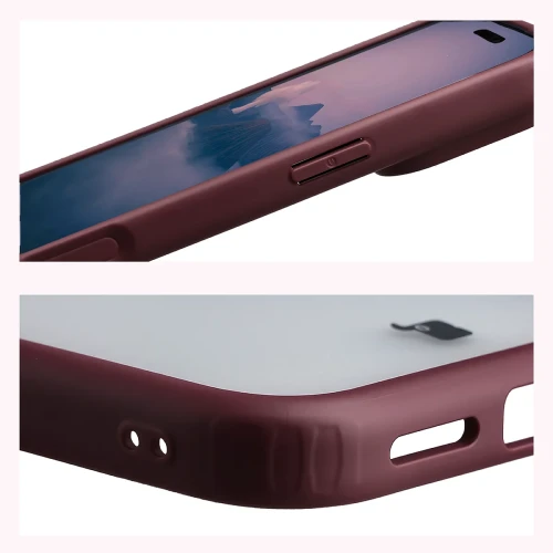 Etui Bizon Case Angelo do iPhone 18 Pro Max / 17 Pro Max, półprzezroczyste z burgundową ramką (4/6)