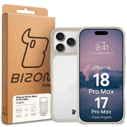 Etui Bizon Case Angelo do iPhone 18 Pro Max / 17 Pro Max, półprzezroczyste z beżową ramką (6/6)