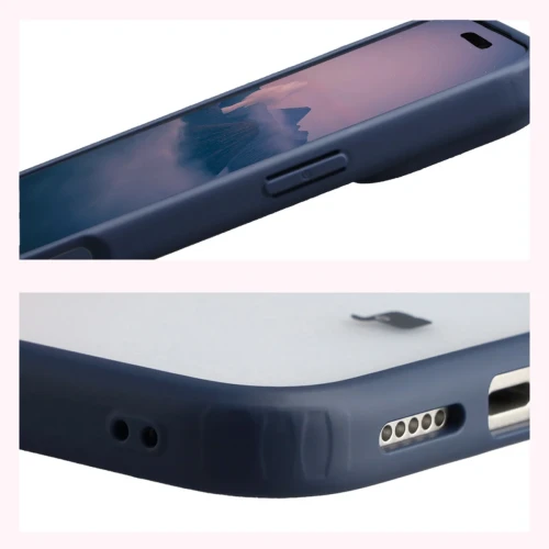 Etui Bizon Case Angelo do iPhone 18 Pro Max / 17 Pro Max, półprzezroczyste z granatową ramką (4/6)