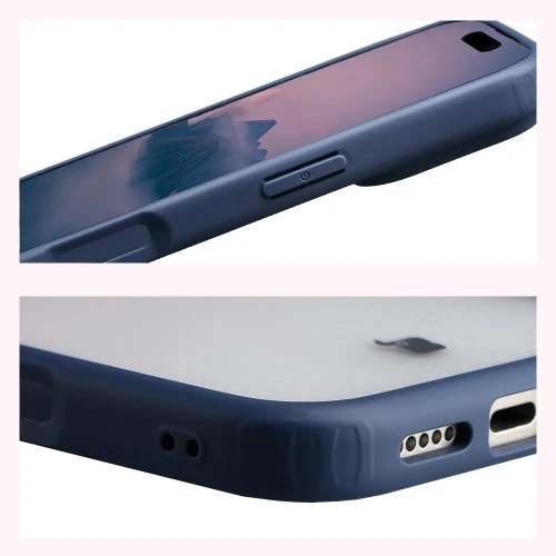 Etui Bizon Case Angelo do iPhone 18 Pro / 17 Pro, półprzezroczyste z granatową ramką (4/6)