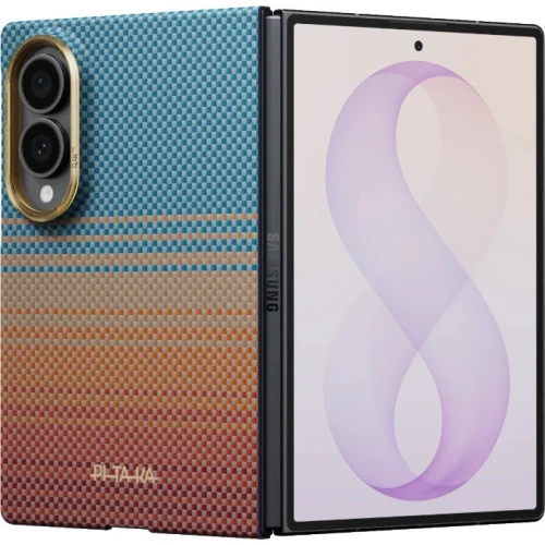 Etui aramidowe Pitaka Edge Case do MagSafe, do Galaxy Z Fold8, pomarańczowo-niebieskie z kevlarem (1/9)