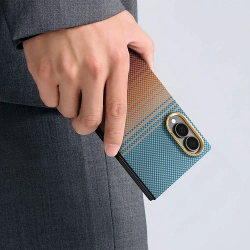 Etui aramidowe Pitaka Edge Case do MagSafe, do Galaxy Z Fold8, pomarańczowo-niebieskie z kevlarem (5/9)