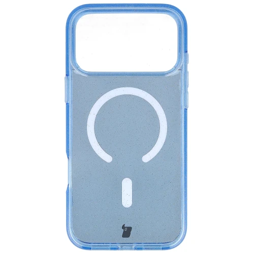 Etui brokatowe z pierścieniem magnetycznym Bizon Case SparklO do iPhone 18 Pro Max / 17 Pro Max, przezroczysto-jasnoniebieskie z brokatem (2/6)