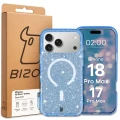 Etui brokatowe z pierścieniem magnetycznym Bizon Case SparklO do iPhone 18 Pro Max / 17 Pro Max, przezroczysto-jasnoniebieskie z brokatem (6/6)