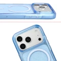 Etui brokatowe z pierścieniem magnetycznym Bizon Case SparklO do iPhone 18 Pro / 17 Pro, przezroczysto-jasnoniebieskie z brokatem (5/6)