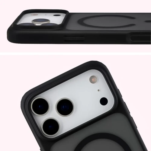 Etui z pierścieniem magnetycznym Bizon Case MatteO do iPhone 18 Pro Max / 17 Pro Max, przydymione-czarne (4/7)