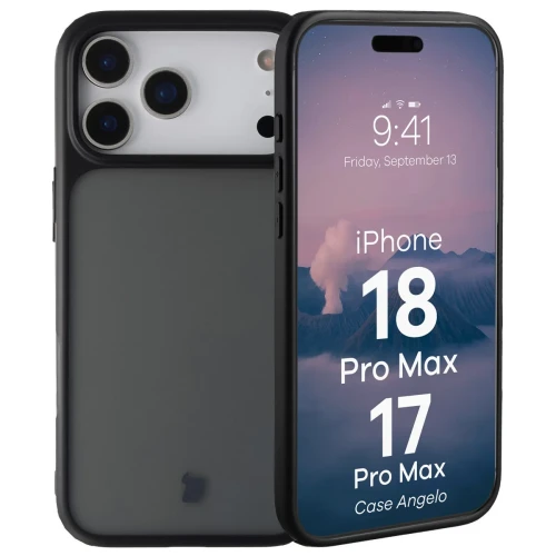 Etui Bizon Case Angelo do iPhone 18 Pro Max / 17 Pro Max, przydymione z czarną ramką (1/6)