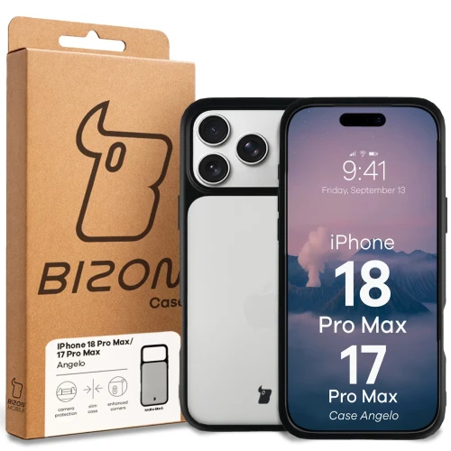 Etui Bizon Case Angelo do iPhone 18 Pro Max / 17 Pro Max, przydymione z czarną ramką (6/6)