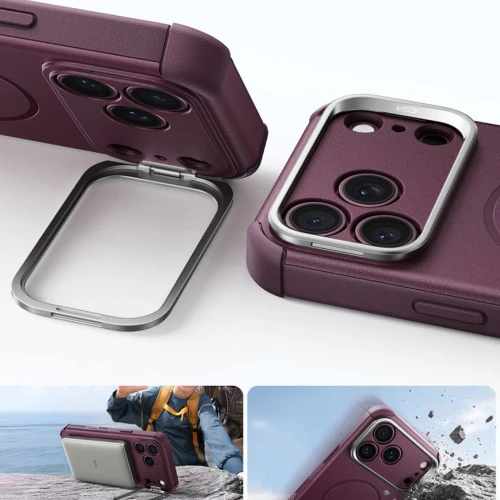 Etui ESR Cyber Tough Case Kickstand do MagSafe do iPhone 18 Pro Max / 17 Pro Max, burgundowe (5/8)