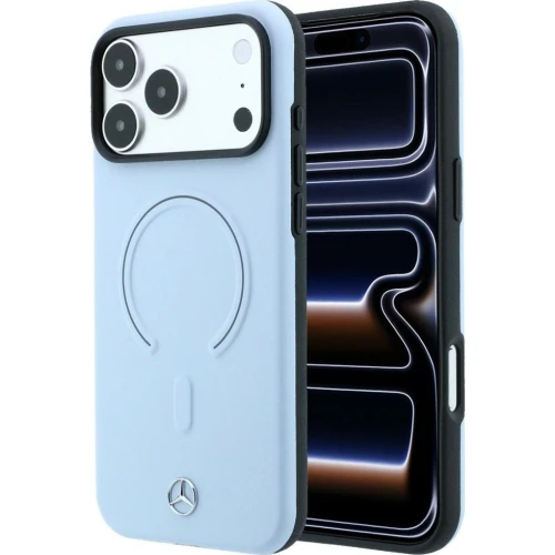 Etui Mercedes-Benz Leather 3D MagSafe do iPhone 18 Pro Max / 17 Pro Max, niebieskie (1/8)