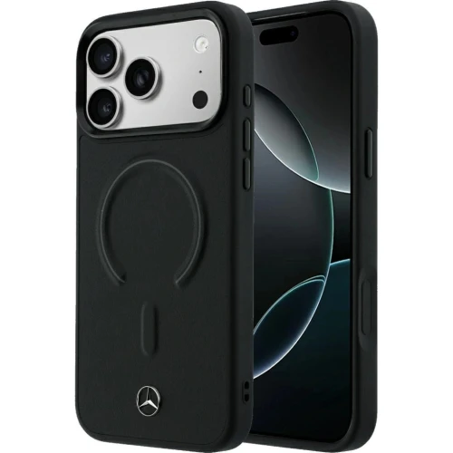 Etui Mercedes-Benz Leather 3D MagSafe do iPhone 18 Pro Max / 17 Pro Max, czarne (1/8)