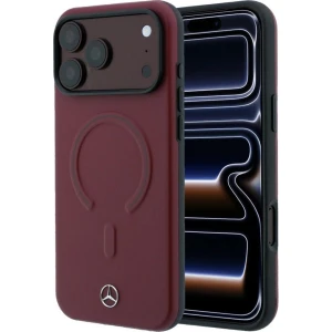Etui Mercedes-Benz Leather 3D MagSafe do iPhone 18 Pro / 17 Pro, bordowe