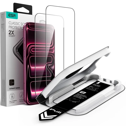 Szkło hartowane z ramką pozycjonującą ESR UltraFit Classic Screen Protector do iPhone 18 Pro / 17 Pro, 2 sztuki (1/7)
