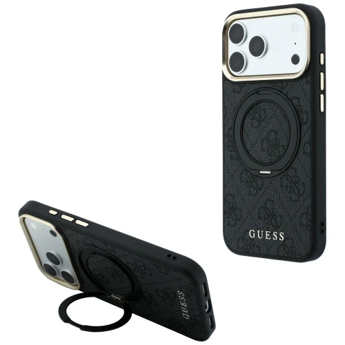 Etui Guess Ring Stand 360 4G Classic Logo do iPhone 18 Pro / 17 Pro do MagSafe, czarne