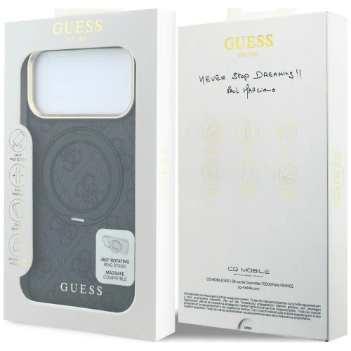 Etui Guess Ring Stand 360 4G Classic Logo do iPhone 18 Pro Max / 17 Pro Max do MagSafe, czarne