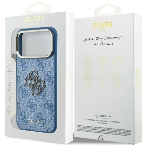 Etui Guess 4G Big Resin Logo do iPhone 18 Pro Max / 17 Pro Max, niebieskie