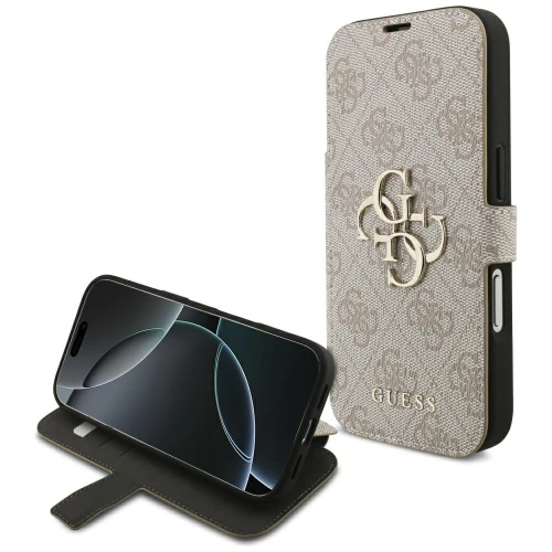 Etui Guess Book 4G Metal Logo do iPhone 18 Pro / 17 Pro, różowe