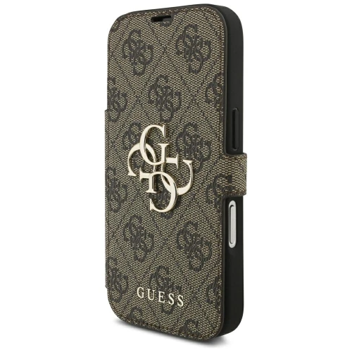 Etui Guess Book 4G Metal Logo do iPhone 18 Pro / 17 Pro, brązowe