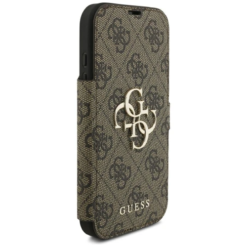 Etui Guess Book 4G Metal Logo do iPhone 18 Pro / 17 Pro, brązowe