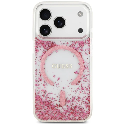 Etui Guess Resin Bottom Glitter do iPhone 18 Pro / 17 Pro do MagSafe, różowe