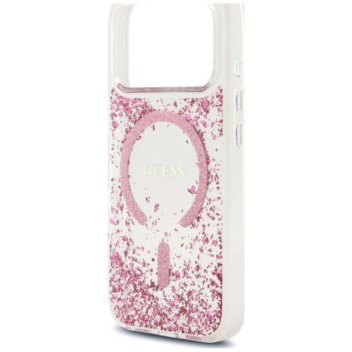Etui Guess Resin Bottom Glitter do iPhone 18 Pro / 17 Pro do MagSafe, różowe