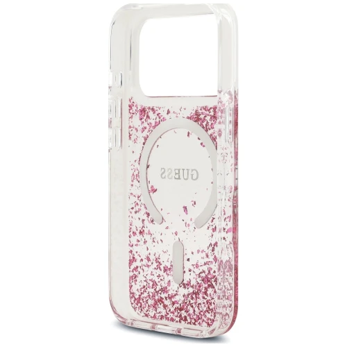Etui Guess Resin Bottom Glitter do iPhone 18 Pro / 17 Pro do MagSafe, różowe