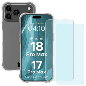 Elastyczne etui + 2x szkło hartowane Bizon Case Clear Pack do iPhone 18 Pro Max / 17 Pro Max