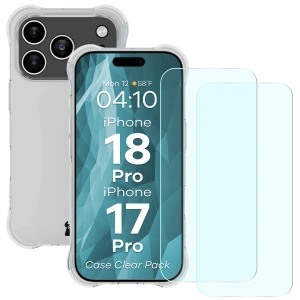 Elastyczne etui + 2x szkło hartowane Bizon Case Clear Pack do iPhone 18 Pro / 17 Pro