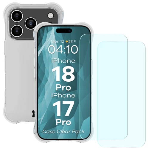 Elastyczne etui + 2x szkło hartowane Bizon Case Clear Pack do iPhone 18 Pro / 17 Pro (1/9)