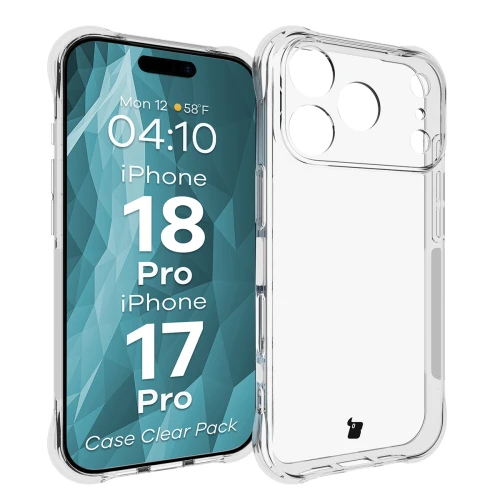 Elastyczne etui + 2x szkło hartowane Bizon Case Clear Pack do iPhone 18 Pro / 17 Pro (3/9)