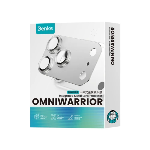 Szkło hartowane na aparat Benks OmniWarrior Metal Integrated Lens Protector do iPhone 18 Pro, czarne (10/10)