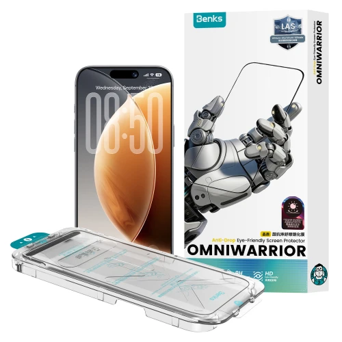 Szkło hartowane Benks OmniWarrior Anti-Drop Eye-Friendly do iPhone 18 Pro, czarne (12/12)