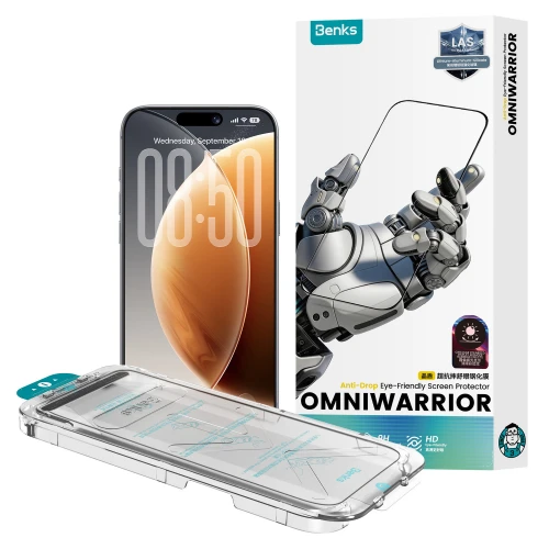 Szkło hartowane Benks OmniWarrior Anti-Drop Eye-Friendly do iPhone 18 Pro Max, czarne (12/12)