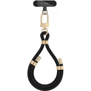 OUTLET: Smyczka na nadgarstek do telefonu Tech-Protect C4S Rope Wrist Strap, czarna ze złotymi elementami
