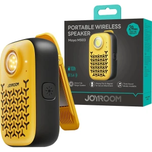 OUTLET: Głośnik bezprzewodowy Joyroom Maya Series JR-MS03, Bluetooth 5.4, 600 mAh, przenośny z ENC i wbudowaną latarką, IP67, żółto-czarny
