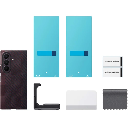 Etui + 2x folia antyrefleksyjna Samsung Carbon Magnet Case do MagSafe do Galaxy Z Fold8 Ultra, czerwone