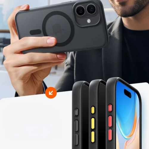 Etui Torras Guardian-Mag do MagSafe do iPhone 17, przydymione z czarną ramką
