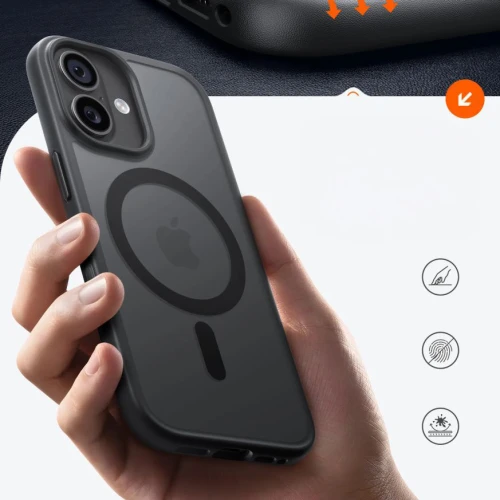 Etui Torras Guardian-Mag do MagSafe do iPhone 17, przydymione z czarną ramką