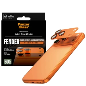 OUTLET: Szkło hartowane na aparat PanzerGlass Fender Camera Protector do iPhone 17 Pro Max, pomarańczowe