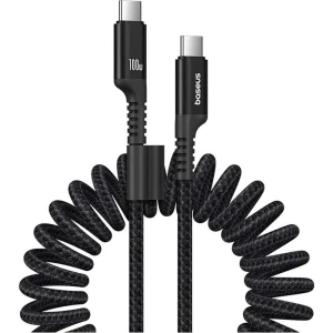 OUTLET: Kabel spiralny Baseus Fish-Eye USB-C do USB-C, PD 100W, 480 Mb/s, 1 m, czarny