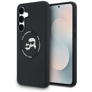 OUTLET: Etui Karl Lagerfeld Hard Case Silicone Karl & Choupette Heads Ring MagSafe do Galaxy S25 FE, czarne