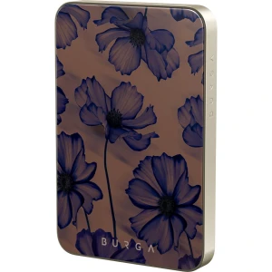 OUTLET: Powerbank indukcyjny Burga Magnetic Gold Velvet Night, magnetyczny do MagSafe, Qi, USB-C, PD, 20W, 5000mAh + kabel USB-C, złoty w  wzór brązowo-granatowy 
