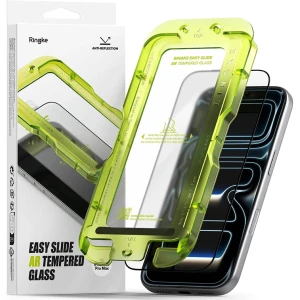 OUTLET: Szkło antyrefleksyjne na ekran z aplikatorem Ringke Easy Slide AR 1-Pack do iPhone 17 Pro Max, czarna ramka