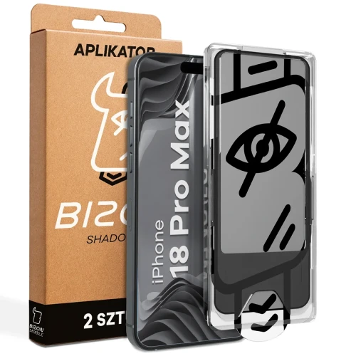 Szkło prywatyzujące z ramką aplikacyjną Bizon Glass Aplikator Shadow do iPhone 18 Pro Max, 2 zestawy (1/7)