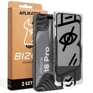 Szkło prywatyzujące z ramką aplikacyjną Bizon Glass Aplikator Shadow do iPhone 18 Pro, 2 zestawy
