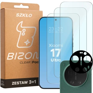 3x Szkło hartowane + szybka na aparat Bizon Glass Clear Pack do Xiaomi 17 Ultra