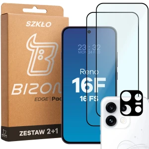 2x Szkło + szybka na aparat Bizon Glass Edge Pack do Oppo Reno16 F / Reno16 FS